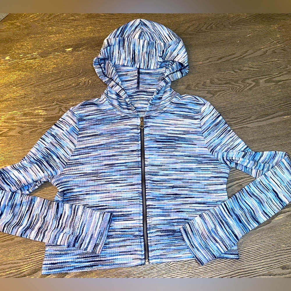 American Eagle Waffle Knit Blue Cropped Jacket M/L